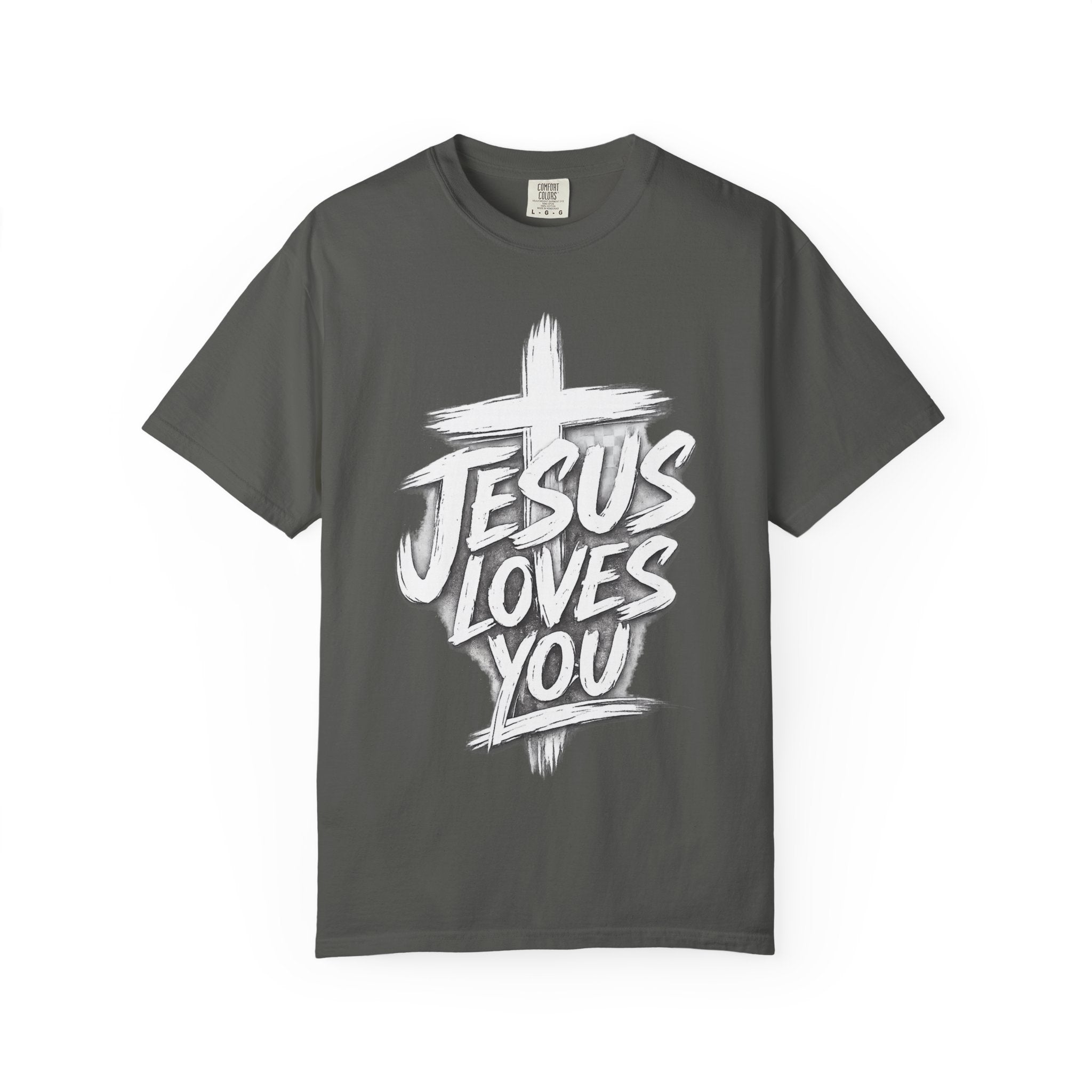 Jesus Loves You T‑Shirt — Faith Graphic Tee with Brushstroke Cross