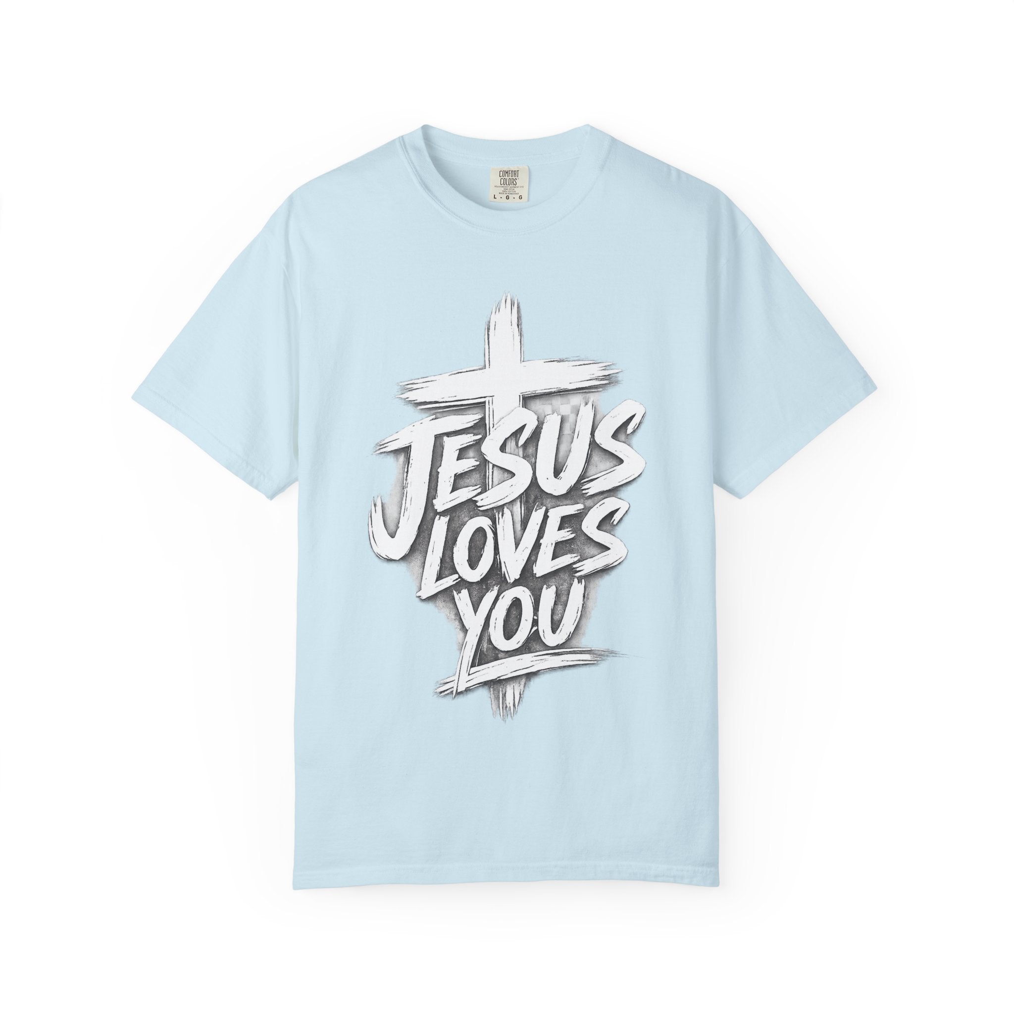 Jesus Loves You T‑Shirt — Faith Graphic Tee with Brushstroke Cross