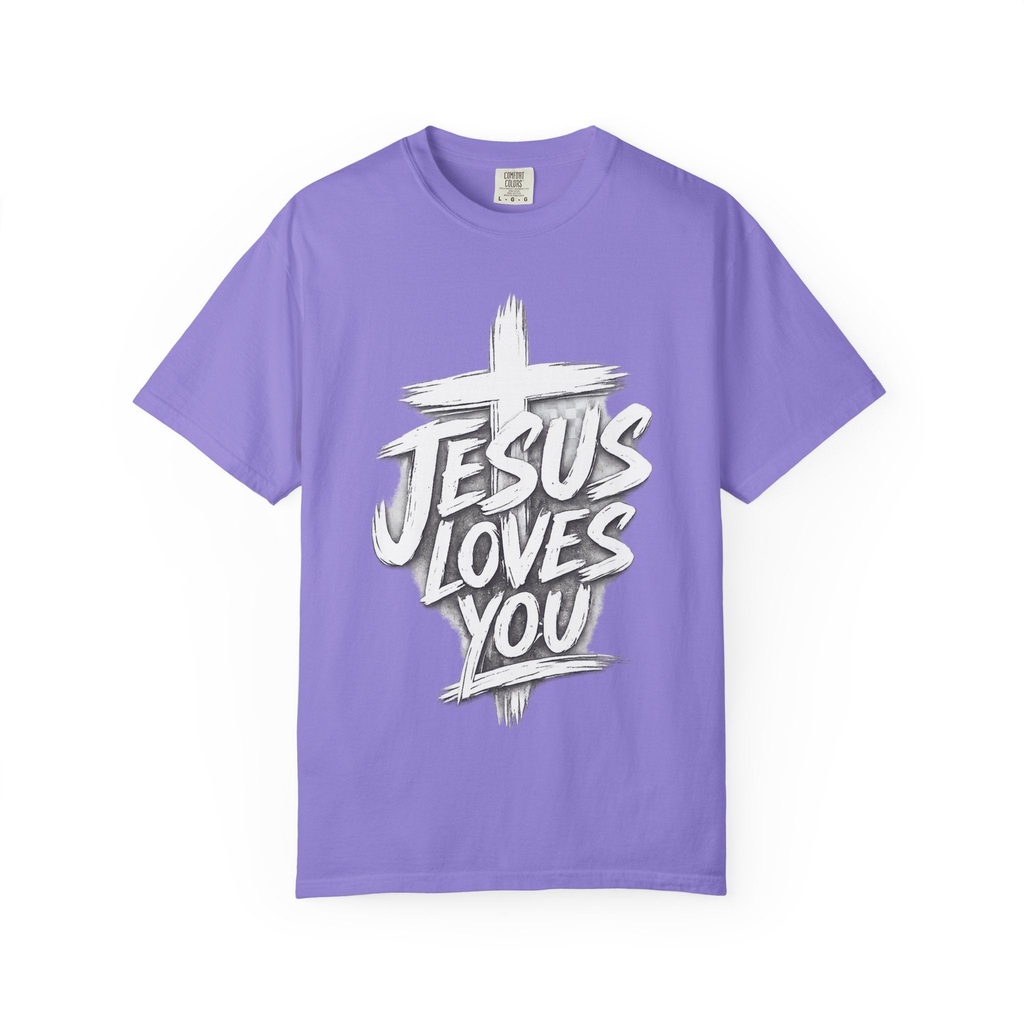 Jesus Loves You T‑Shirt — Faith Graphic Tee with Brushstroke Cross