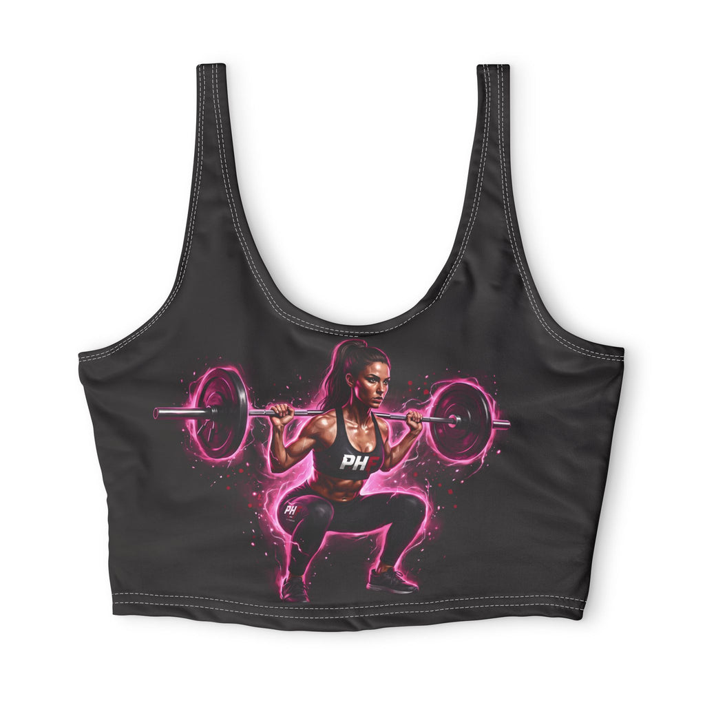 Workout Sports Bra — Pink Neon Weightlifter Design