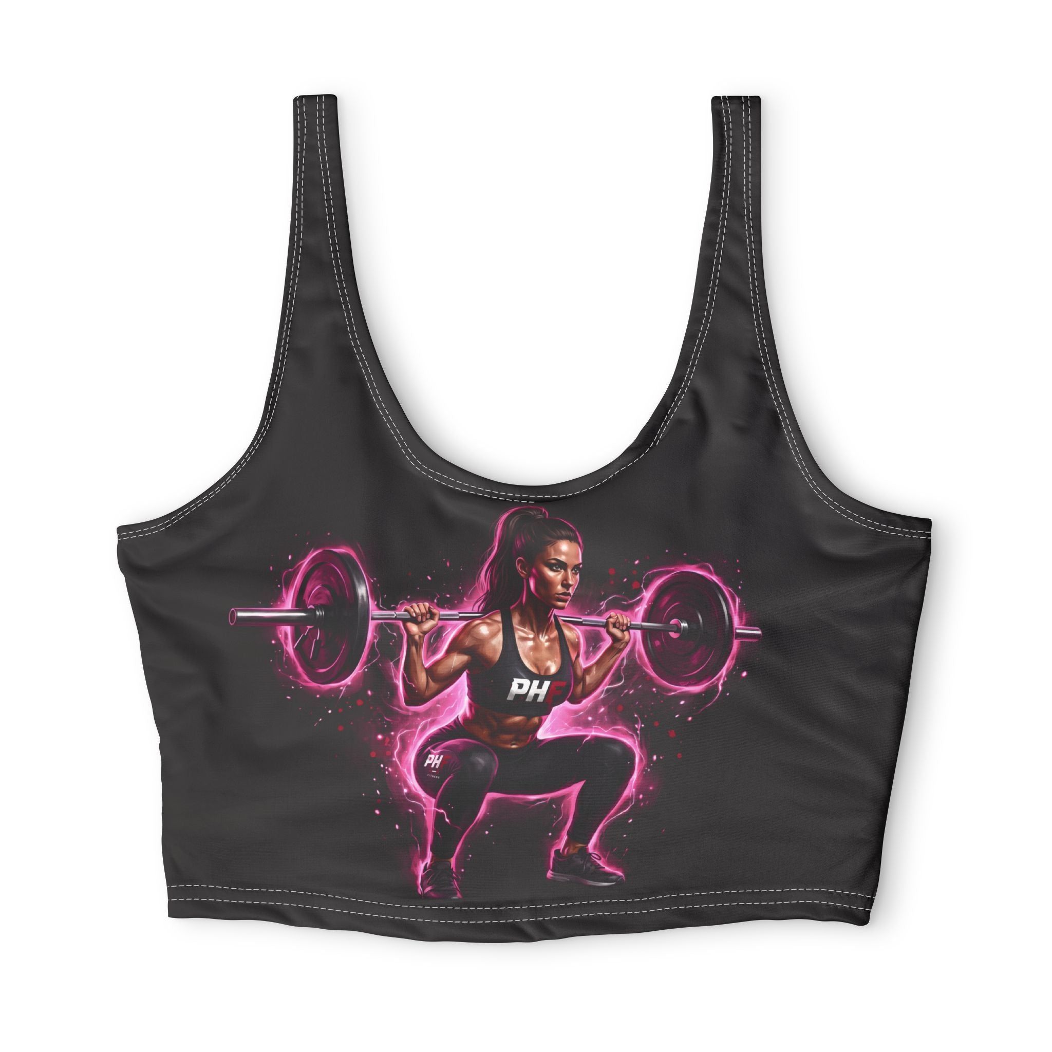 Workout Sports Bra — Pink Neon Weightlifter Design