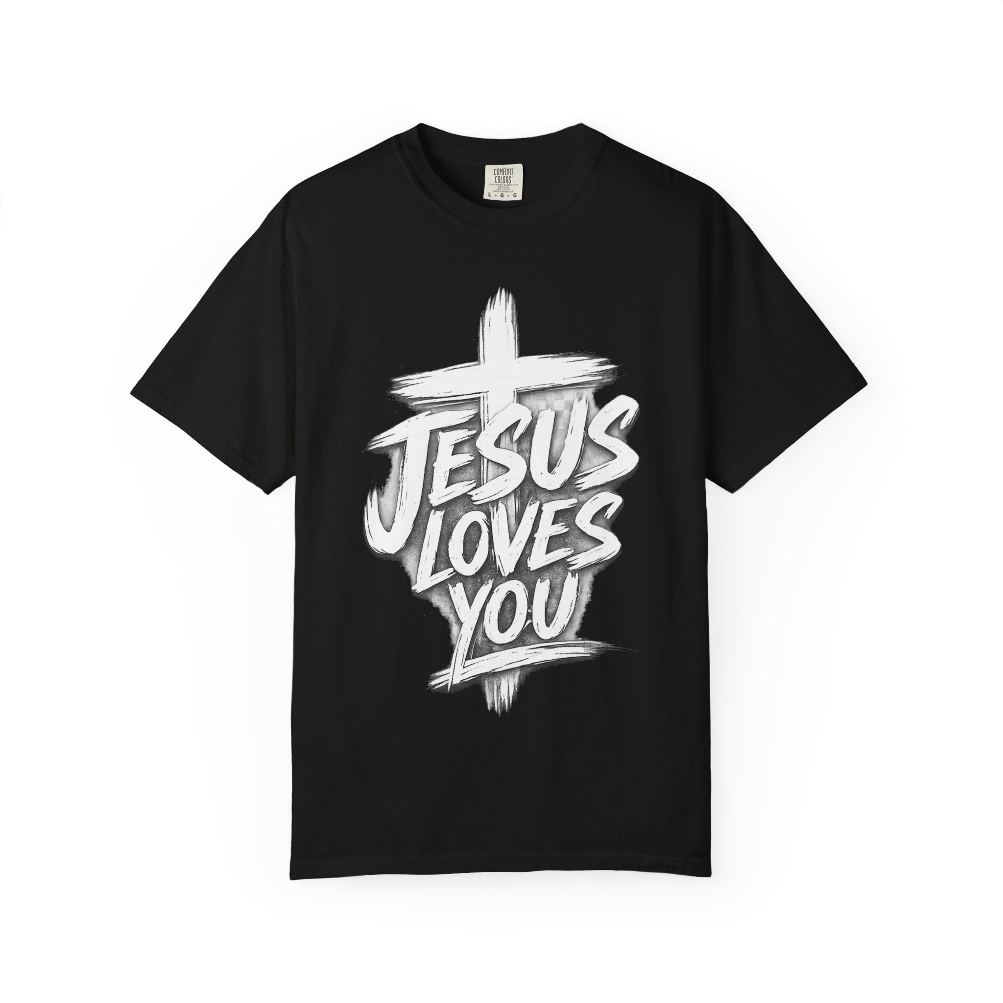 Jesus Loves You T‑Shirt — Faith Graphic Tee with Brushstroke Cross