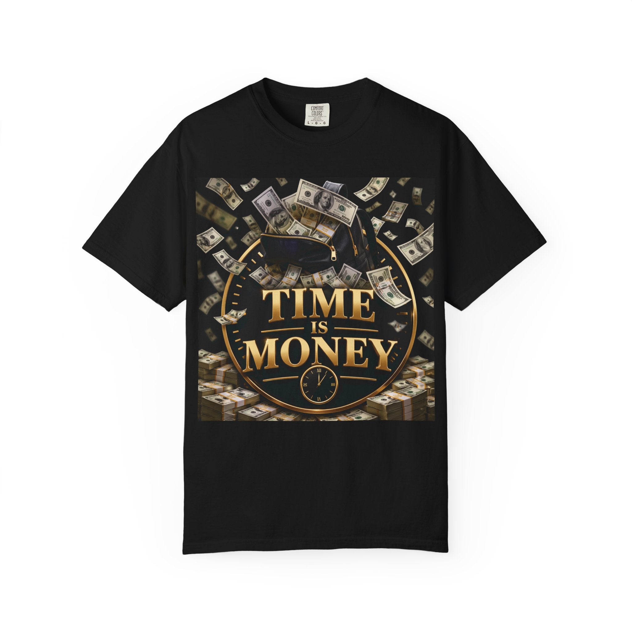 Time Is Money T-Shirt — Graphic Cash & Clock Motivational Tee