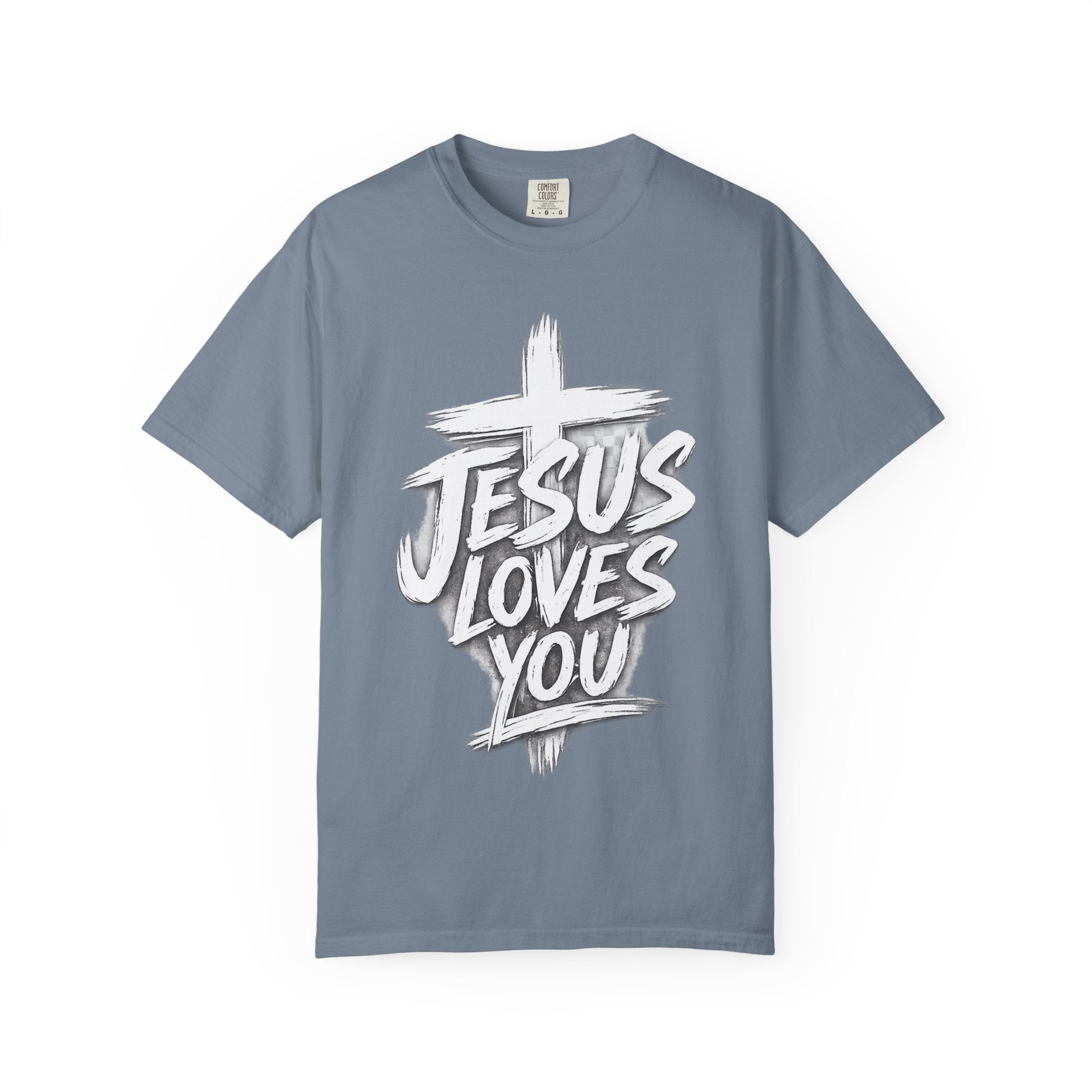 Jesus Loves You T‑Shirt — Faith Graphic Tee with Brushstroke Cross