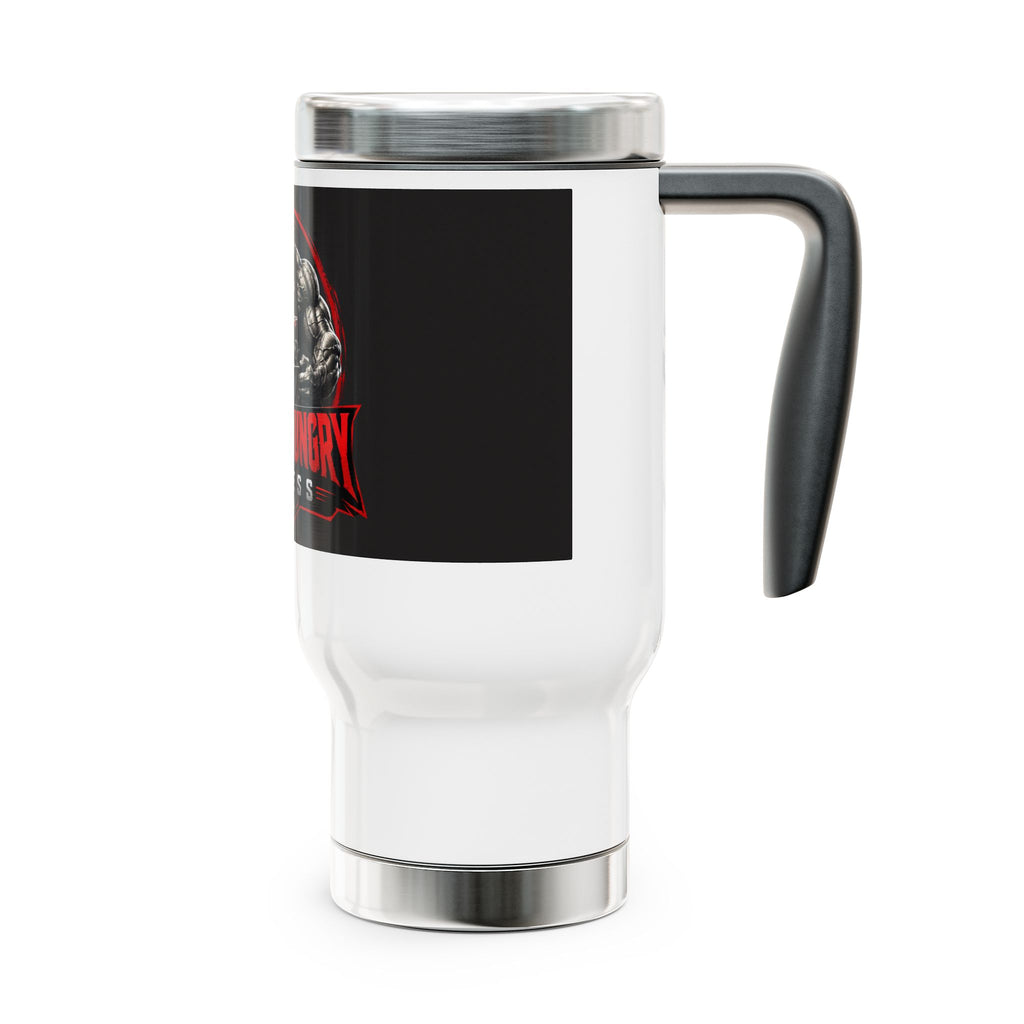 Power-Hungry Fitness Travel Mug — 14oz Stainless Steel Tumbler with Handle
