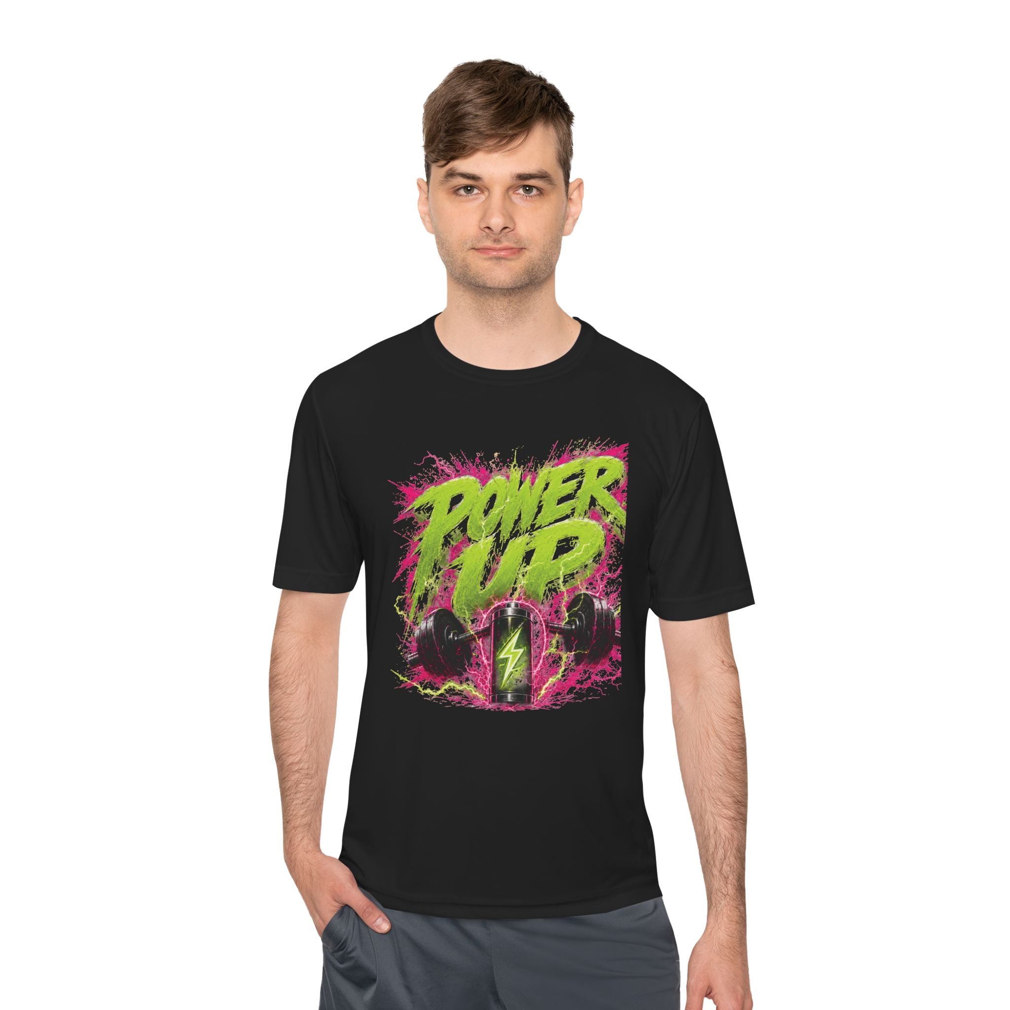 Power Up Tee — Neon Gym Workout Shirt