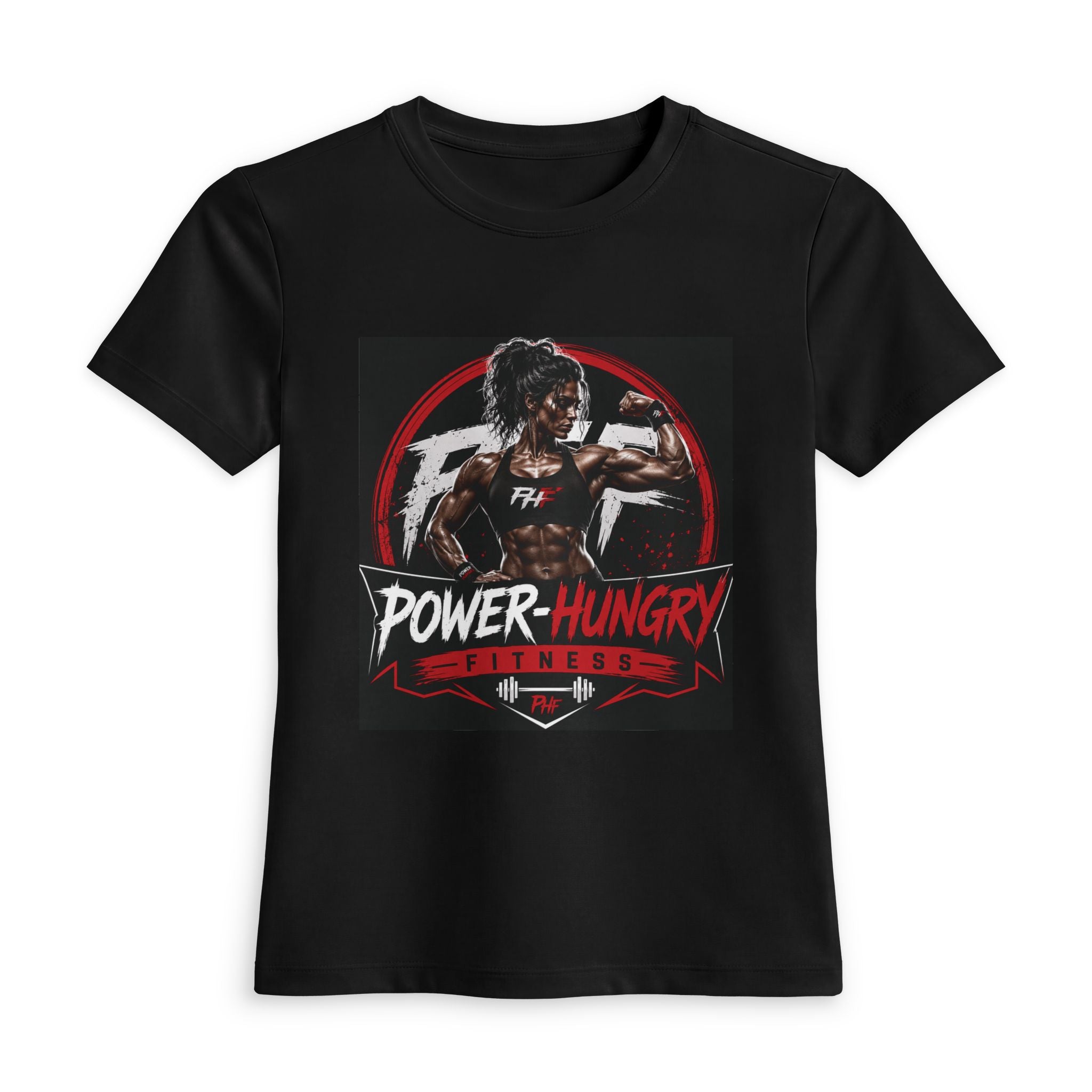 Power-Hungry Fitness Women's Fitted Tee — Muscle Gym Shirt