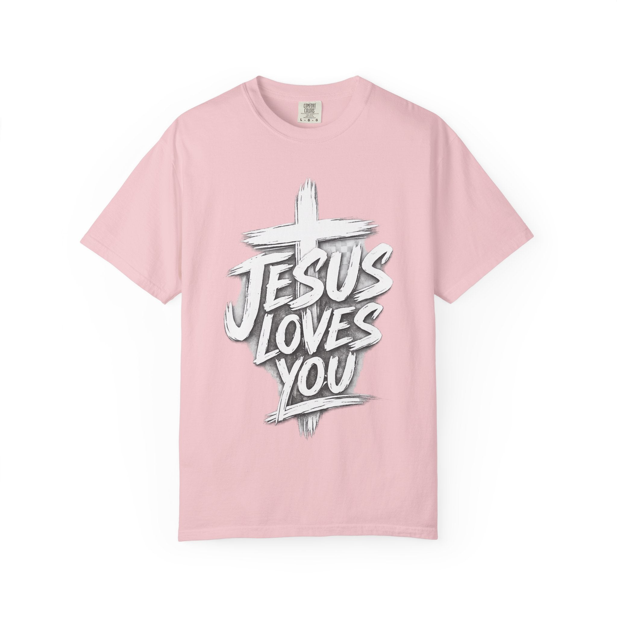 Jesus Loves You T‑Shirt — Faith Graphic Tee with Brushstroke Cross