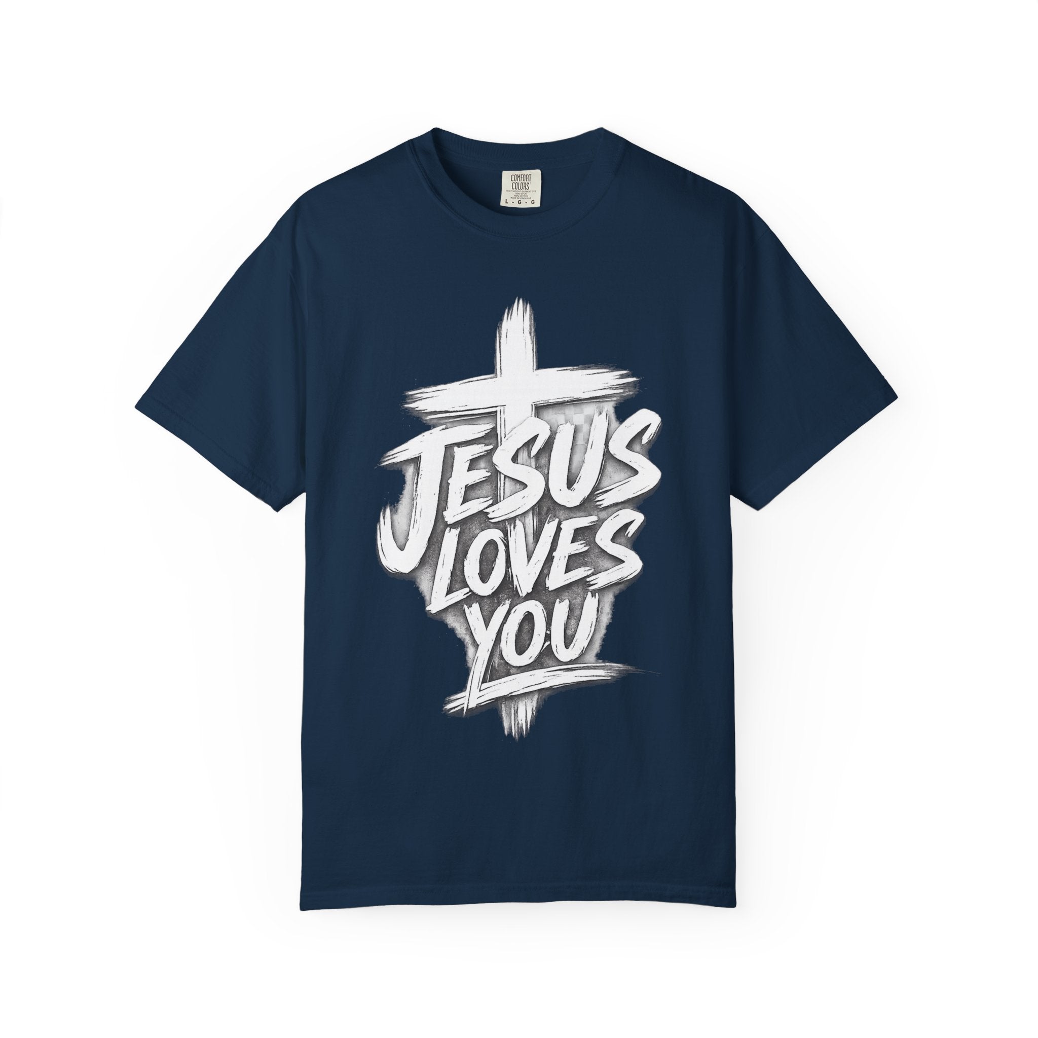 Jesus Loves You T‑Shirt — Faith Graphic Tee with Brushstroke Cross