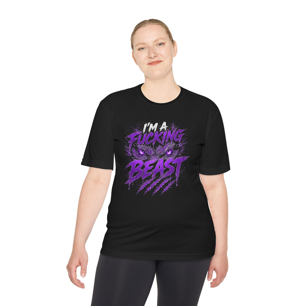 I’m a F***ing Beast Tee — Bold Purple Monster Graphic Moisture-Wicking Shirt