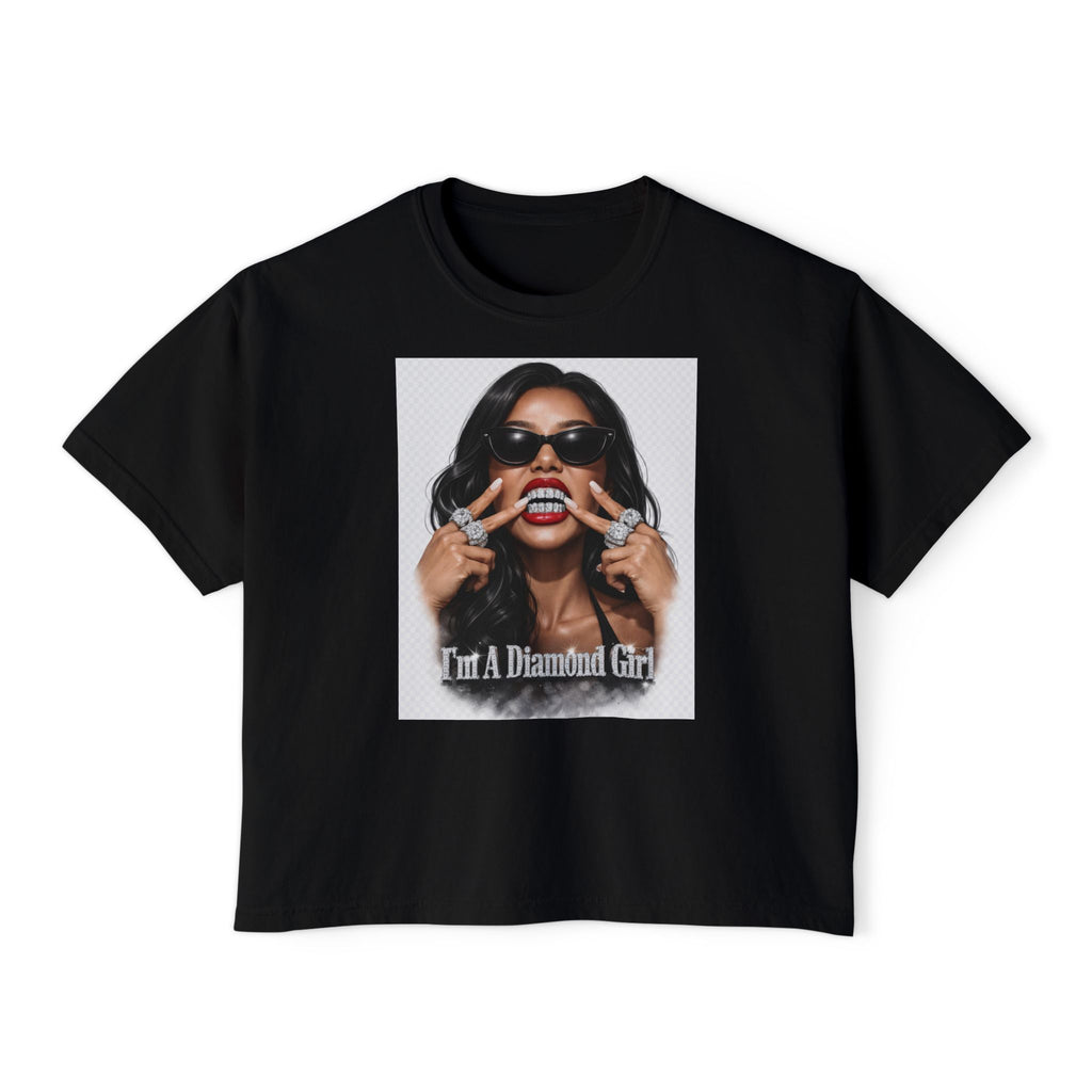 Diamond Girl Boxy Tee — Graphic Women's Cropped T-Shirt