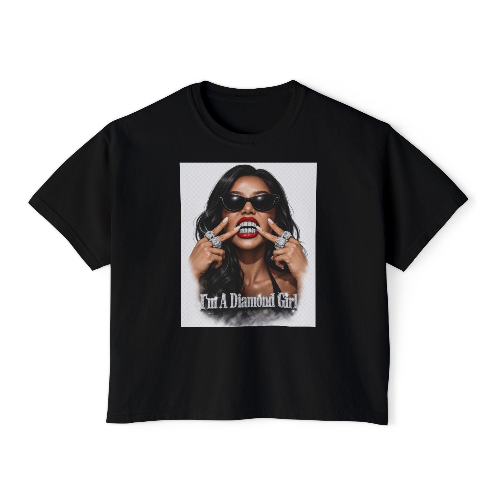 Diamond Girl Boxy Tee — Graphic Women's Cropped T-Shirt